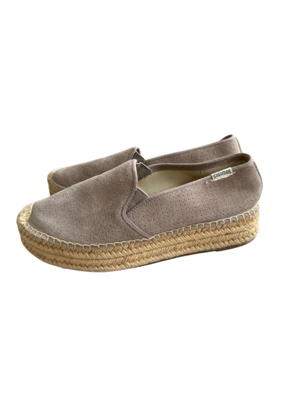 SOLUDOS Taupe Platform Espadrilles Flats Size 6.5